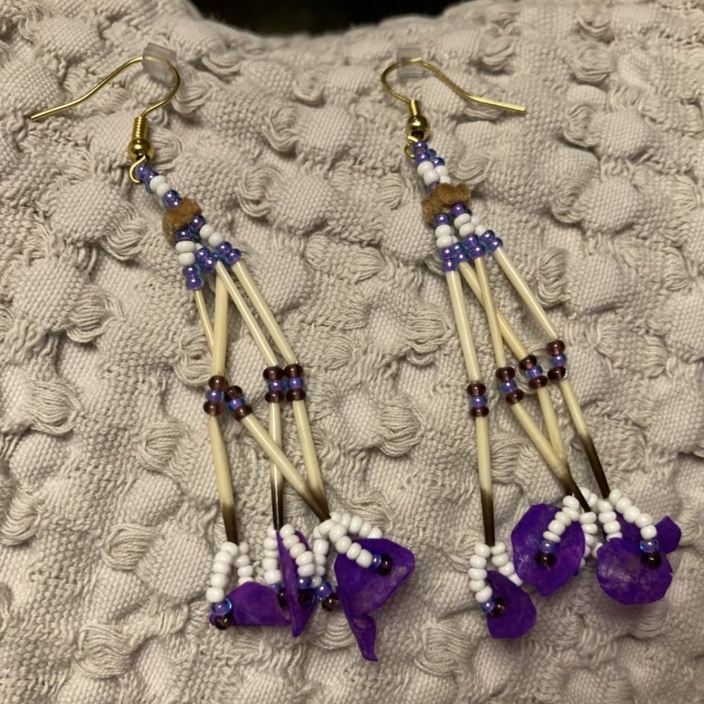 beaded porcupine quill earrings from Fort Smith, NWT